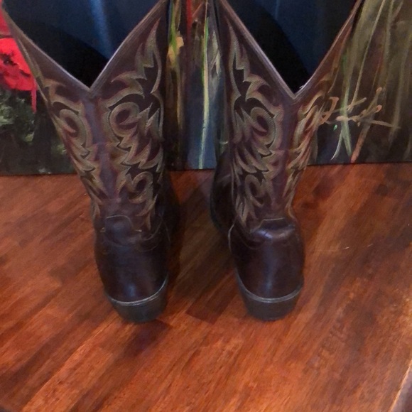 Justin Cowboy Boots Brown Tan Black Orange 12D - Picture 4 of 9